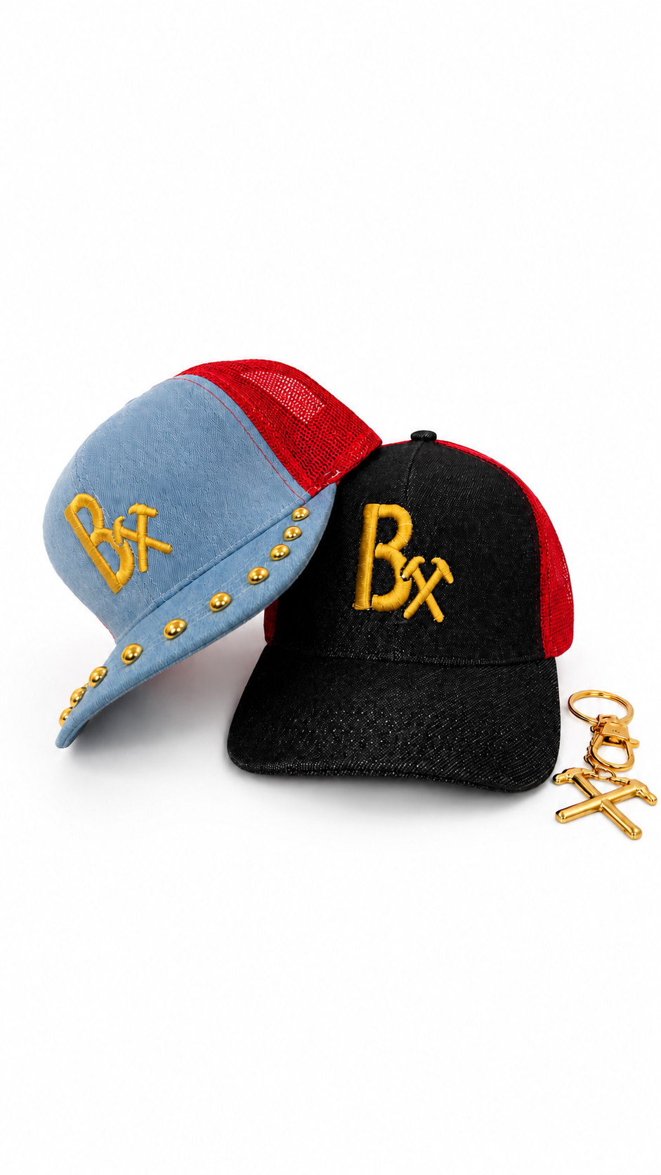 BX 3D EMBROIDERED DENIM TRUCKER HAT  Rep the BX.